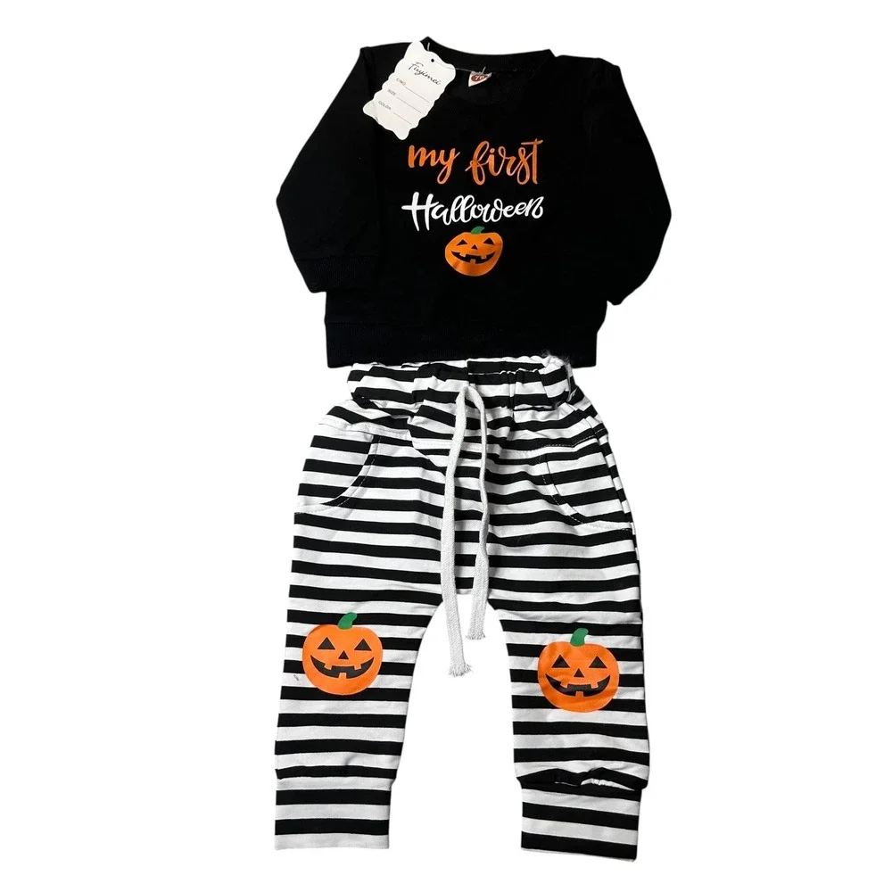 NEW My First Halloween Outfit Baby Infant Size 70 3-6M Pumpkin‎ Sweatshirt Pants